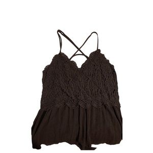 Maurice’s Spaghetti Strap black lace tank top with peplum bottom size Medium